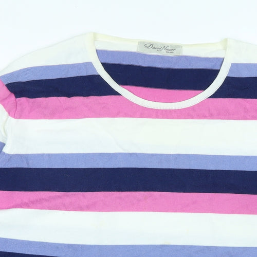 David Nieper Womens Multicoloured Crew Neck Striped Cotton Pullover Jumper Size 20