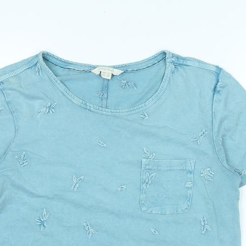 White Stuff Womens Blue Cotton Basic T-Shirt Size 8 Scoop Neck