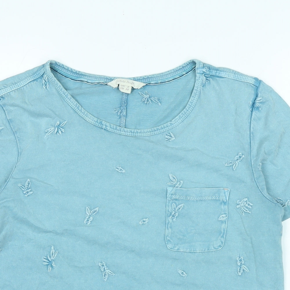 White Stuff Womens Blue Cotton Basic T-Shirt Size 8 Scoop Neck