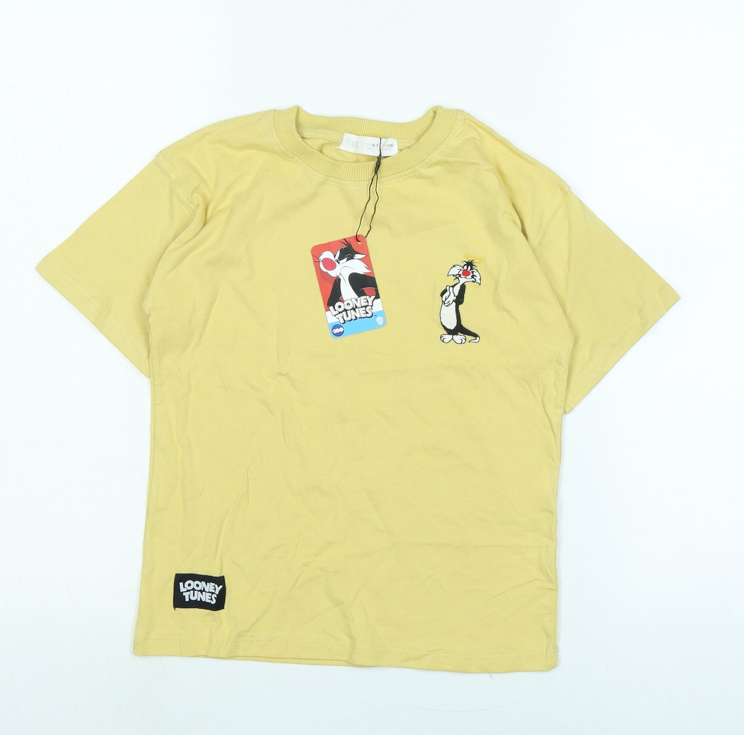 Zara Boys White Cotton Basic Polo Size 6-7 Years Crew Neck