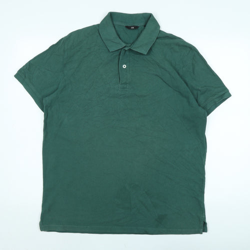 C&A Mens Green Cotton T-Shirt Size L Collared