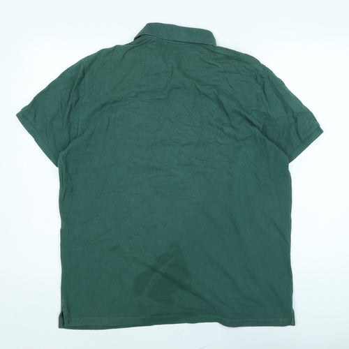 C&A Mens Green Cotton T-Shirt Size L Collared
