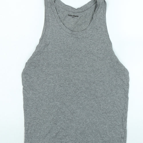 Debenhams Womens Grey Cotton Basic Tank Size S Scoop Neck