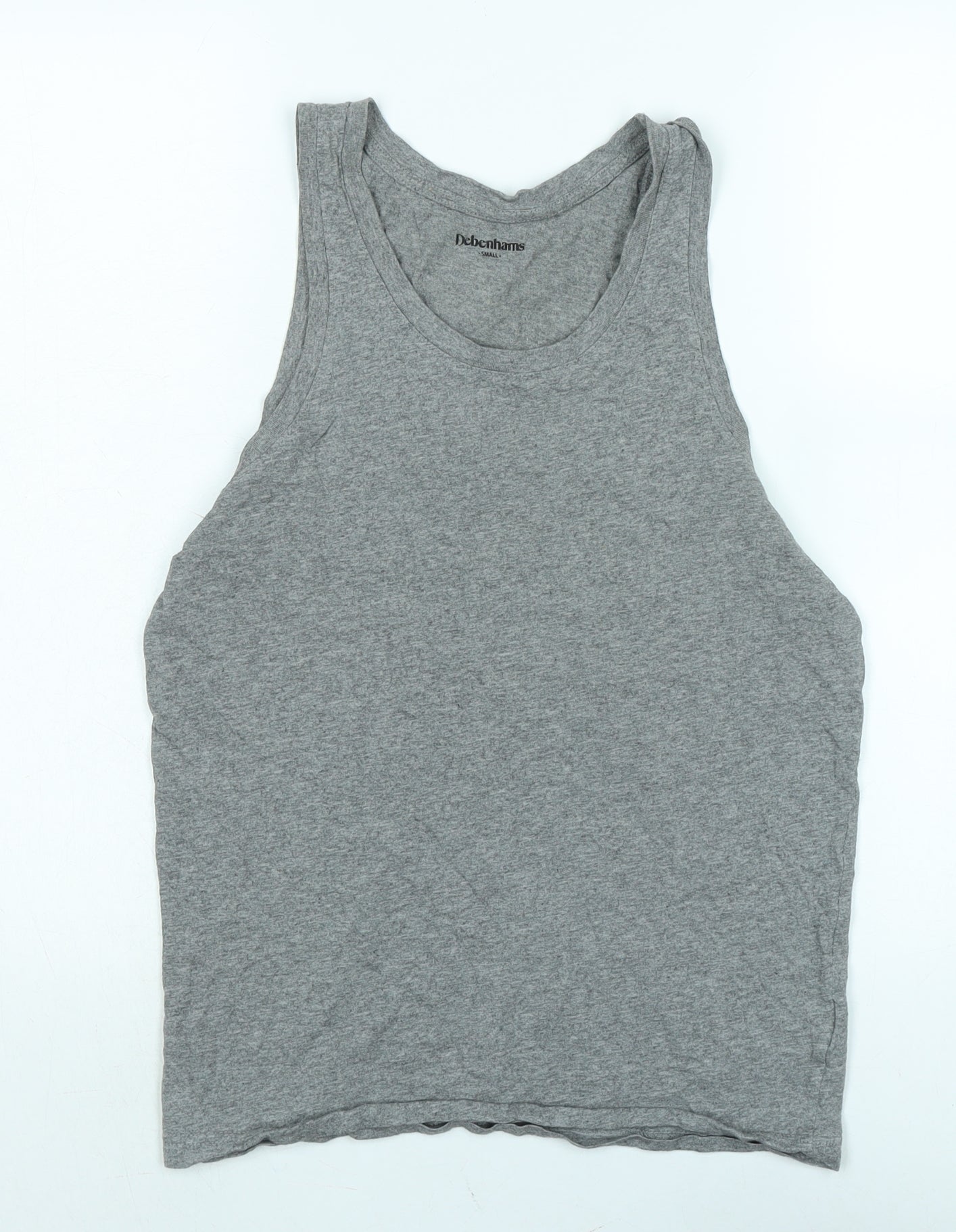 Debenhams Womens Grey Cotton Basic Tank Size S Scoop Neck