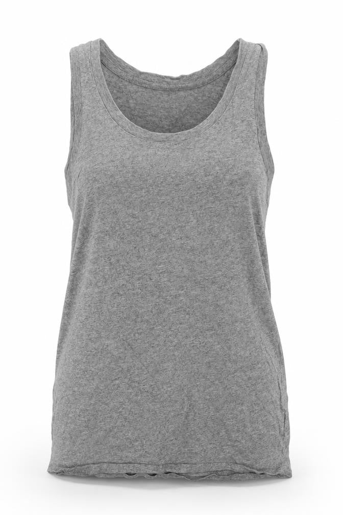 Front view of Debenhams women’s grey cotton basic tank, size S, scoop neck