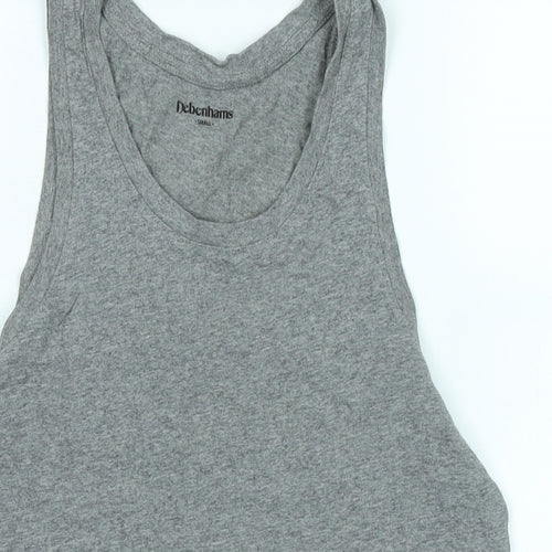 Debenhams Womens Grey Cotton Basic Tank Size S Scoop Neck