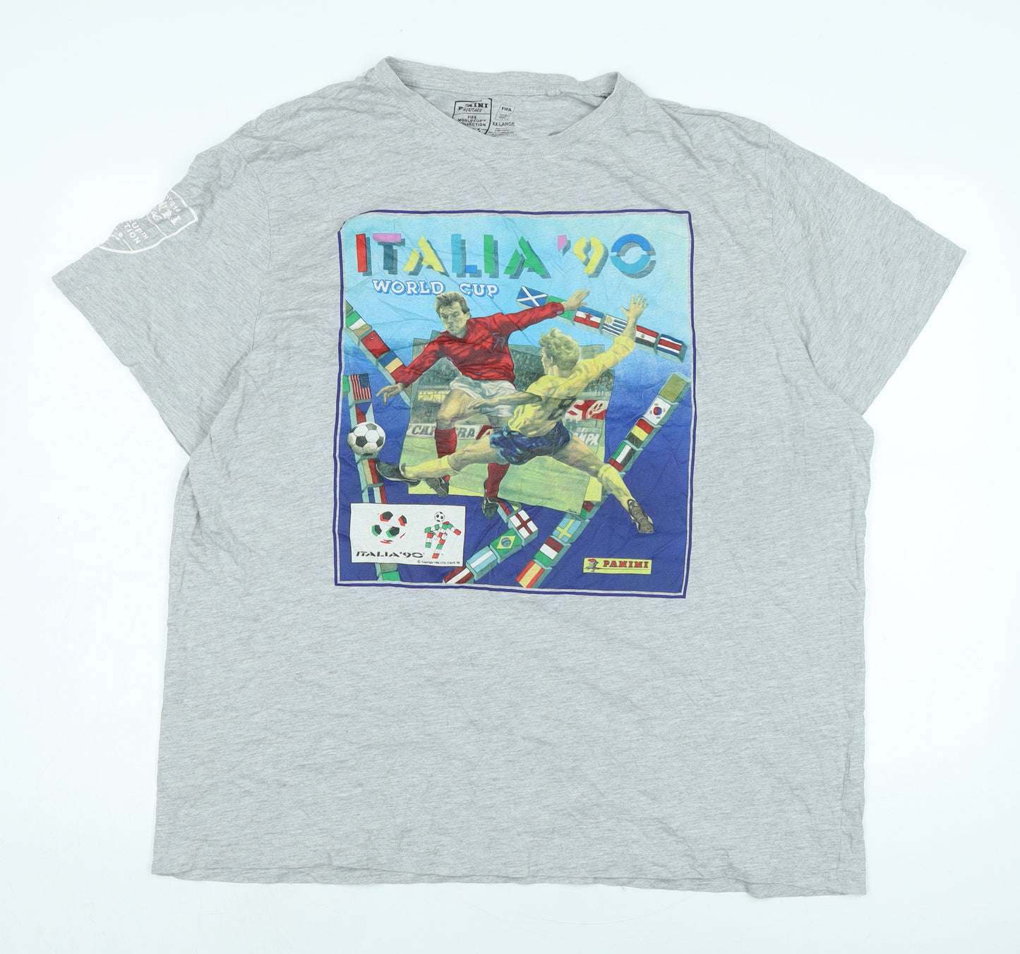 FIFA Mens Grey Cotton T-Shirt Size 2XL Crew Neck
