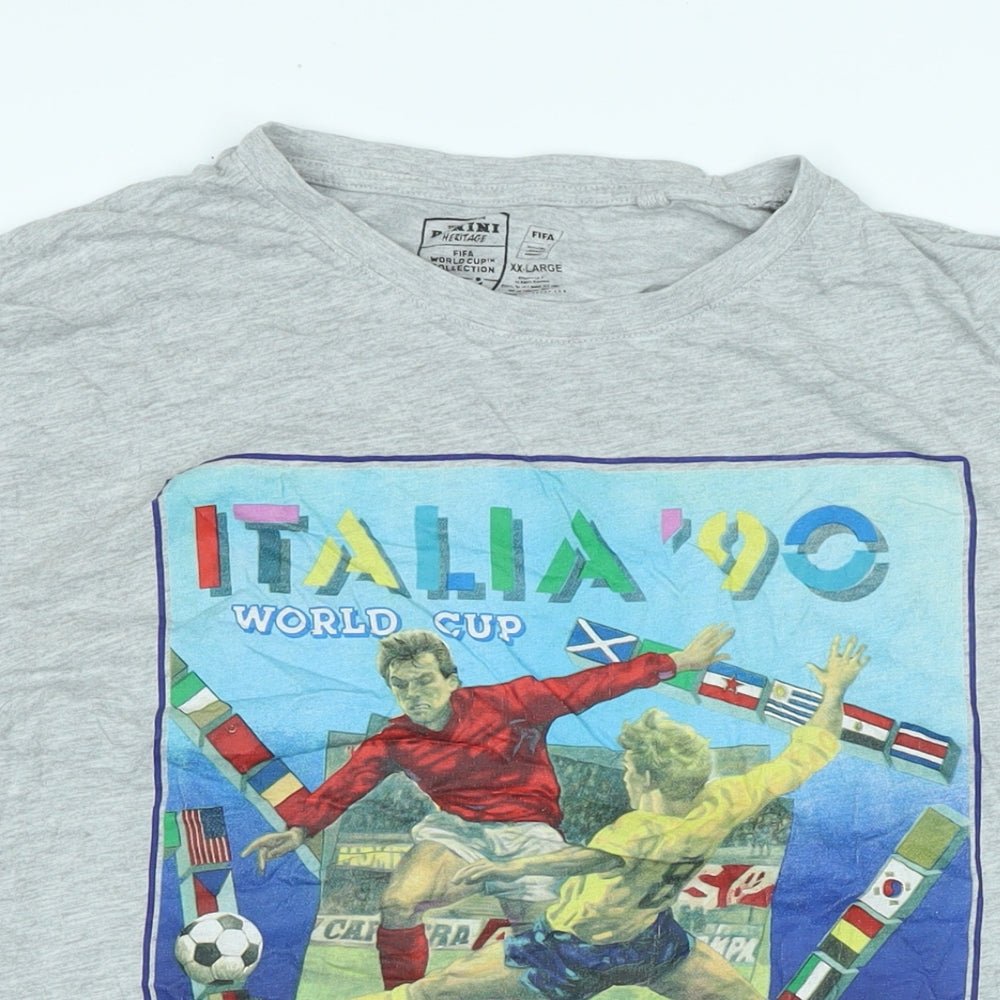 FIFA Mens Grey Cotton T-Shirt Size 2XL Crew Neck