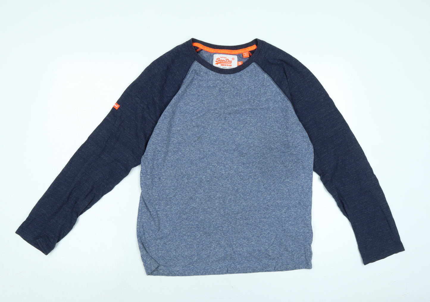 Superdry Mens Blue Cotton T-Shirt Size S Crew Neck