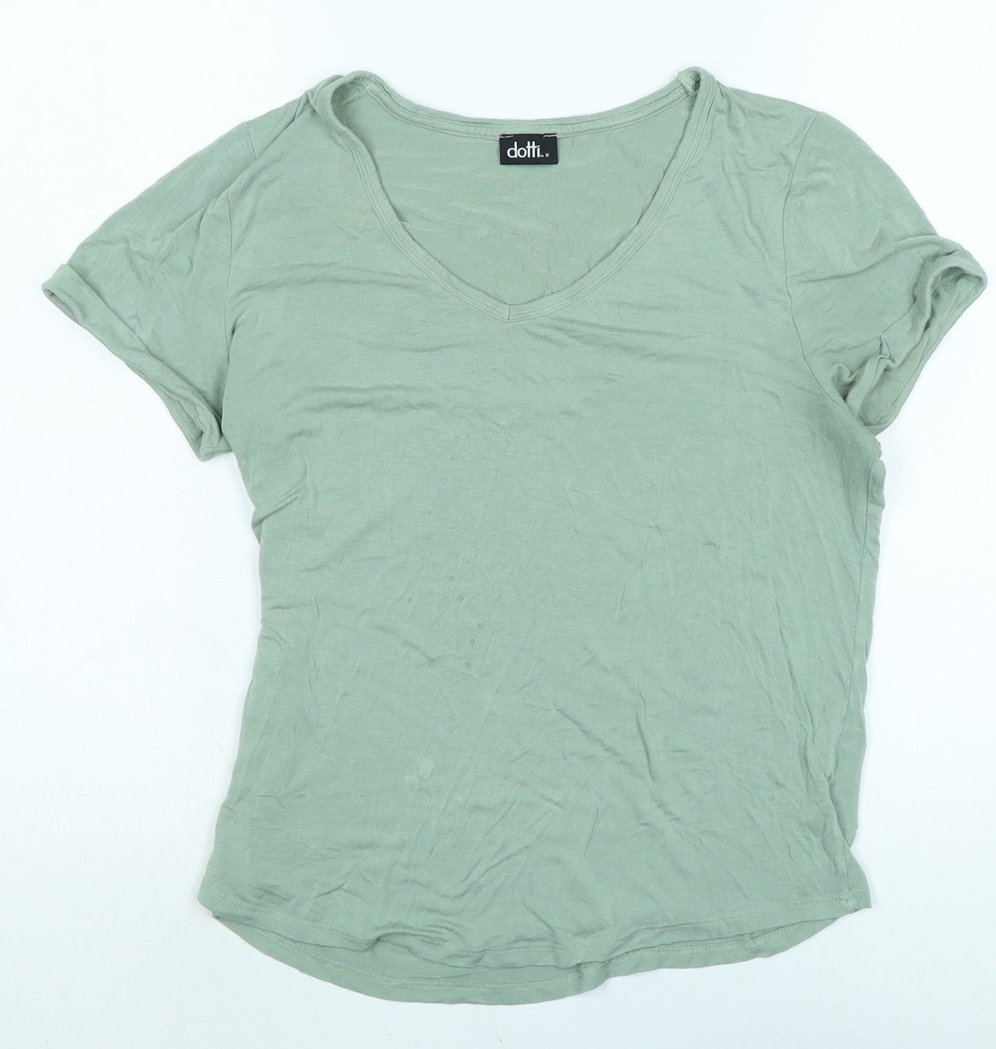 Dotti Womens Green Cotton Basic Polo Size M V-Neck