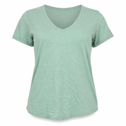 Front view of Dotti women’s green cotton basic polo, size M, v-neck
