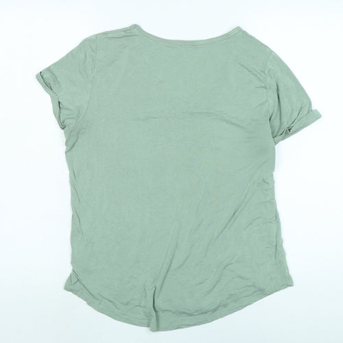 Dotti Womens Green Cotton Basic Polo Size M V-Neck