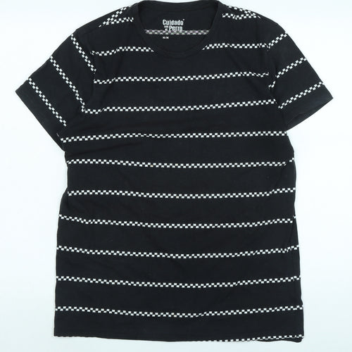 quidado con el pero Womens Black Cotton Basic T-Shirt Size M Crew Neck