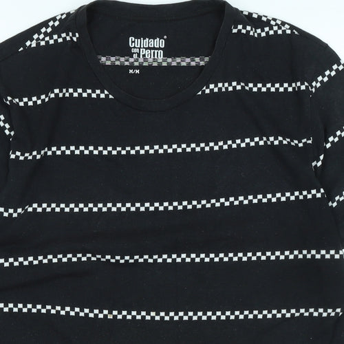 quidado con el pero Womens Black Cotton Basic T-Shirt Size M Crew Neck