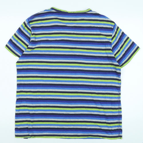 Joules Womens Multicoloured Striped Cotton Basic T-Shirt Size L Crew Neck