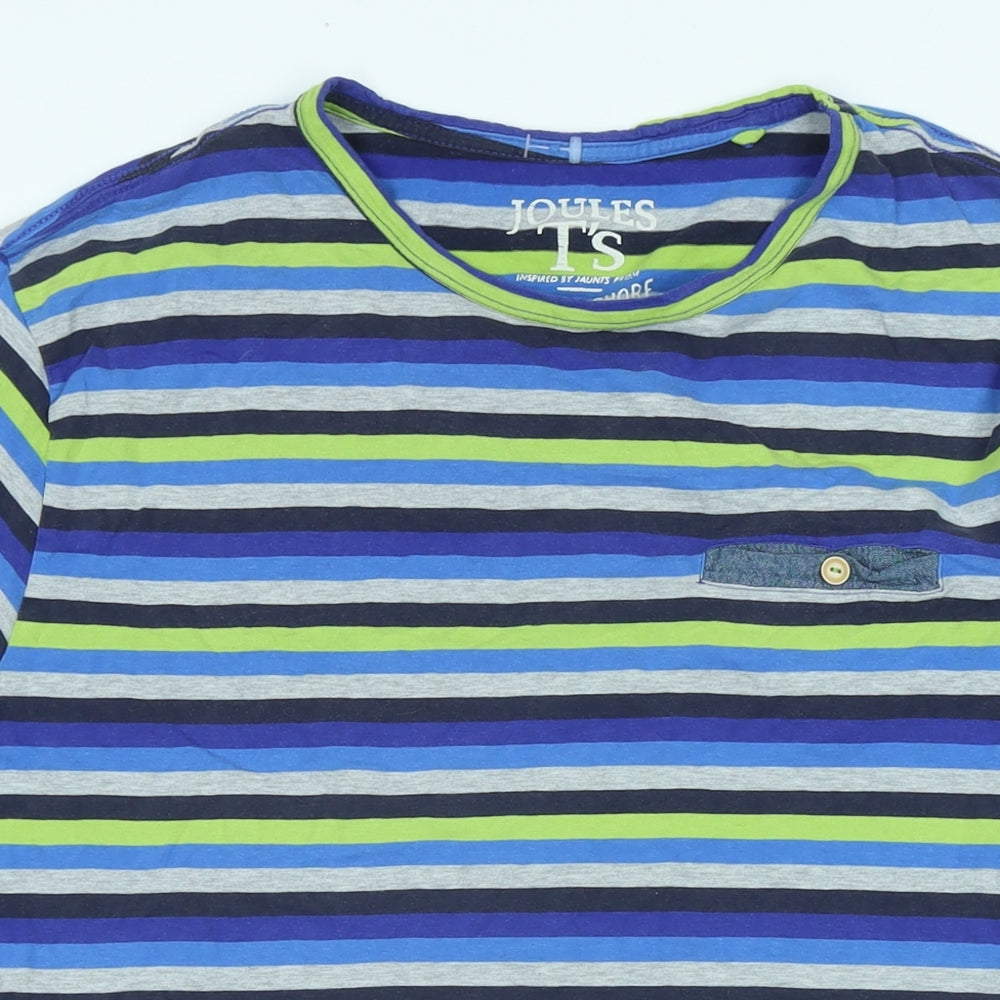 Joules Womens Multicoloured Striped Cotton Basic T-Shirt Size L Crew Neck