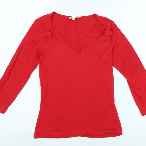 Lk. Bennet Womens Red Cotton Basic T-Shirt One Size Sweetheart