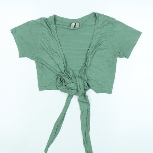 ASOS Womens Green Cotton Wrap T-Shirt Size 8 V-Neck