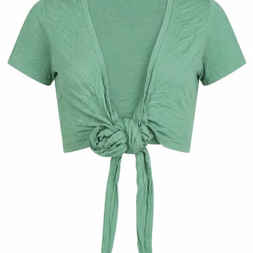 ASOS Womens Green Cotton Wrap T-Shirt Size 8 V-Neck
