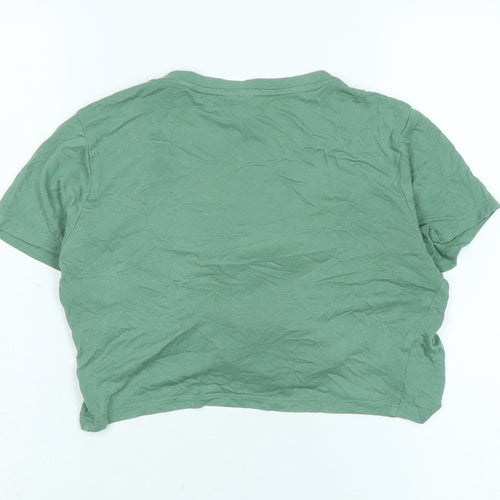 ASOS Womens Green Cotton Wrap T-Shirt Size 8 V-Neck