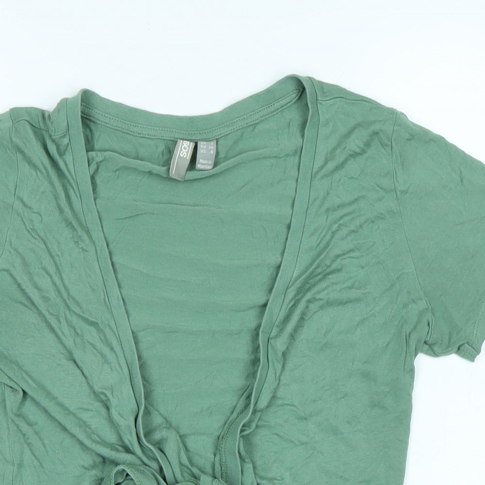 ASOS Womens Green Cotton Wrap T-Shirt Size 8 V-Neck