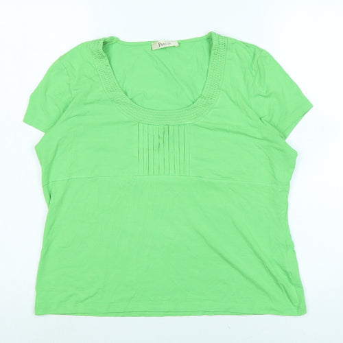 Precis Womens Green Viscose Basic T-Shirt Size L Scoop Neck