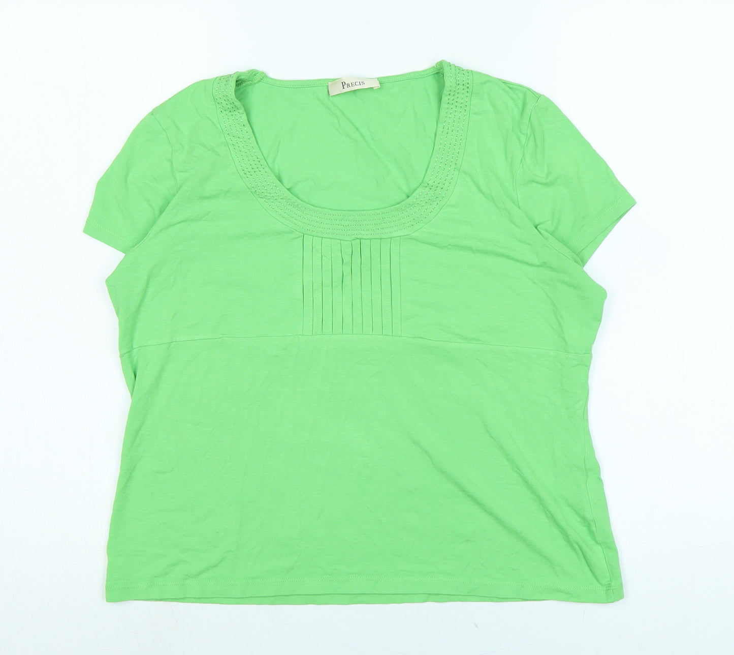 Precis Womens Green Viscose Basic T-Shirt Size L Scoop Neck