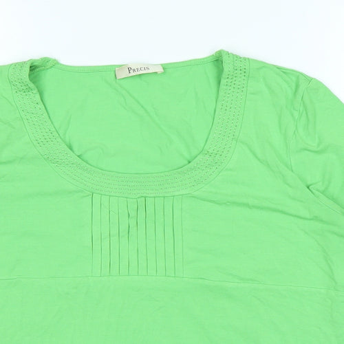 Precis Womens Green Viscose Basic T-Shirt Size L Scoop Neck