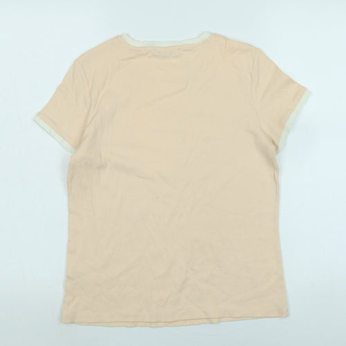Marks and Spencer Womens Orange Cotton Basic T-Shirt Size 16 Crew Neck