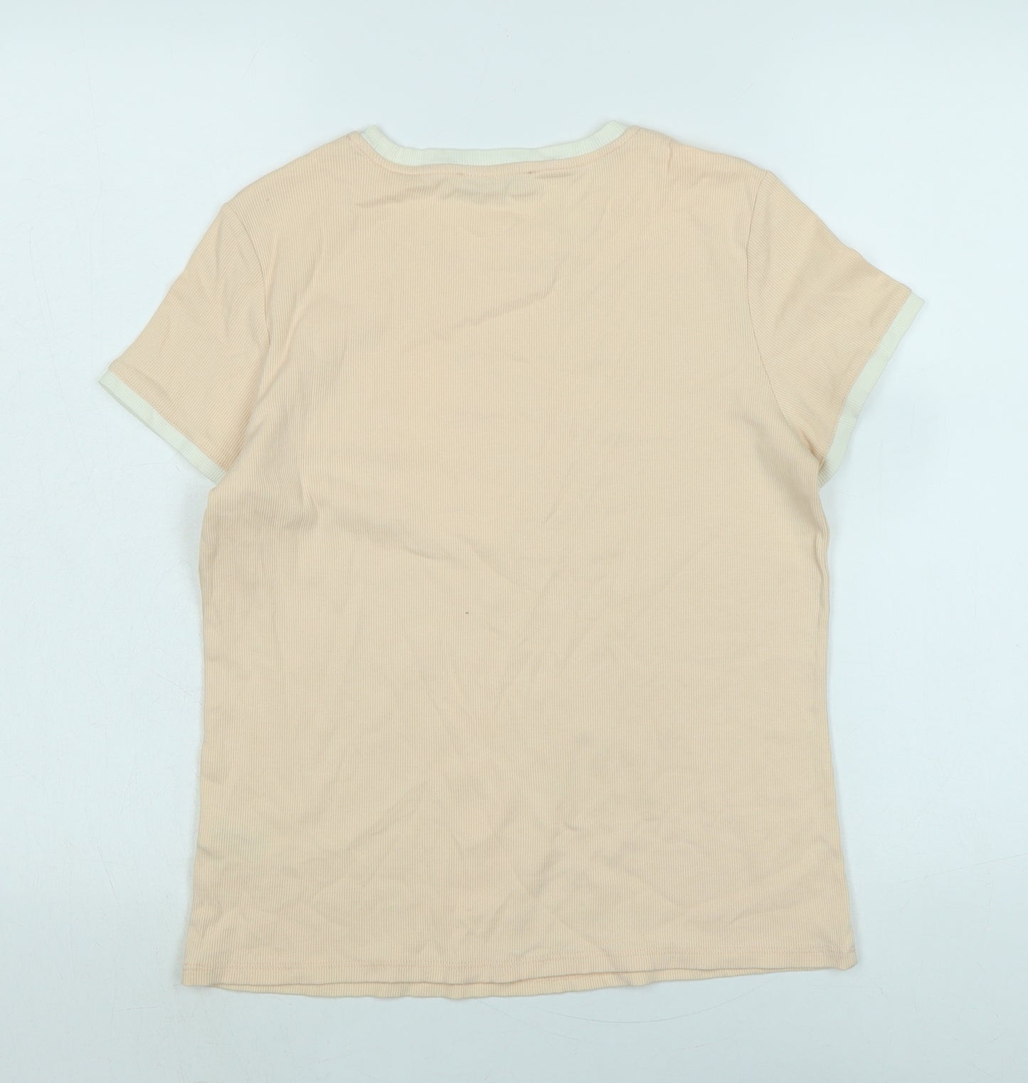 Marks and Spencer Womens Orange Cotton Basic T-Shirt Size 16 Crew Neck