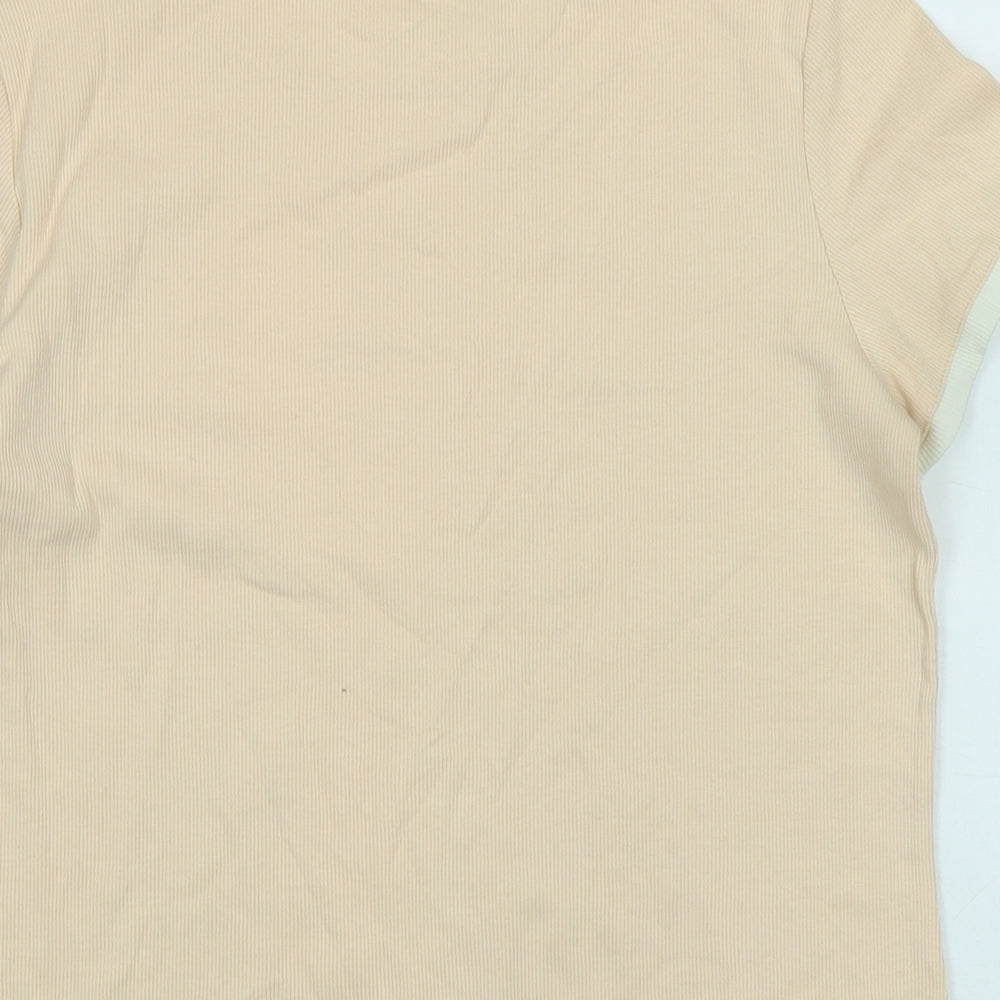 Marks and Spencer Womens Orange Cotton Basic T-Shirt Size 16 Crew Neck