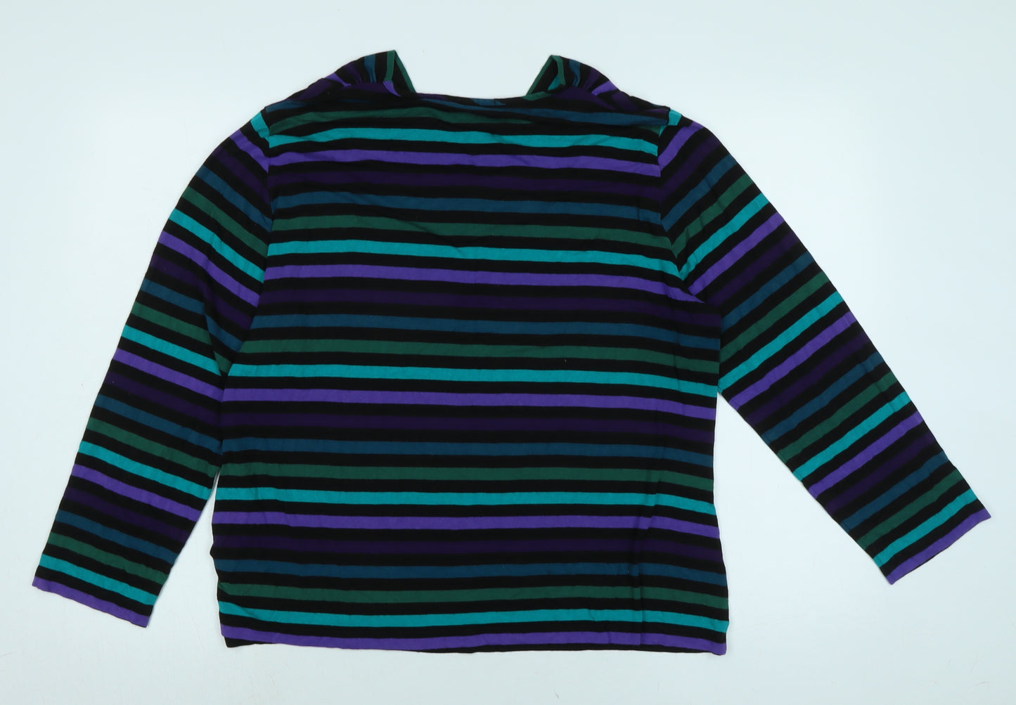 David Nieper Womens Multicoloured Striped Viscose Jersey Blouse Size 20 Cowl Neck