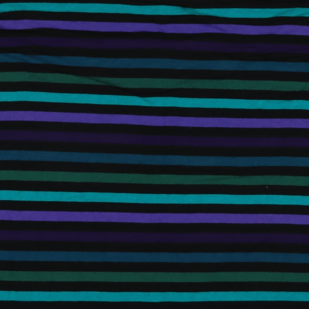 David Nieper Womens Multicoloured Striped Viscose Jersey Blouse Size 20 Cowl Neck