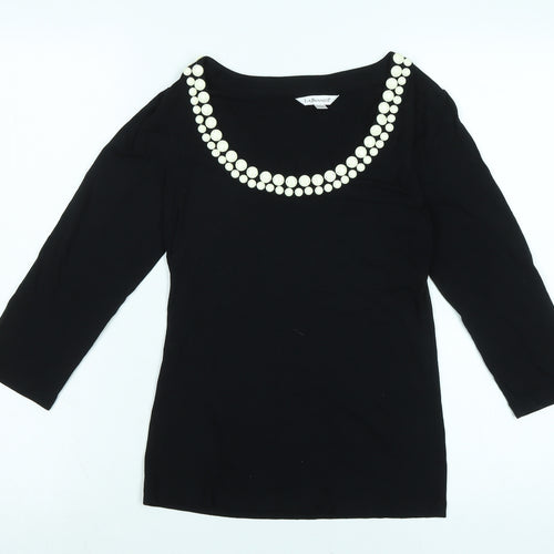 LK Bennet Womens Black Viscose Jersey T-Shirt Size XS Scoop Neck