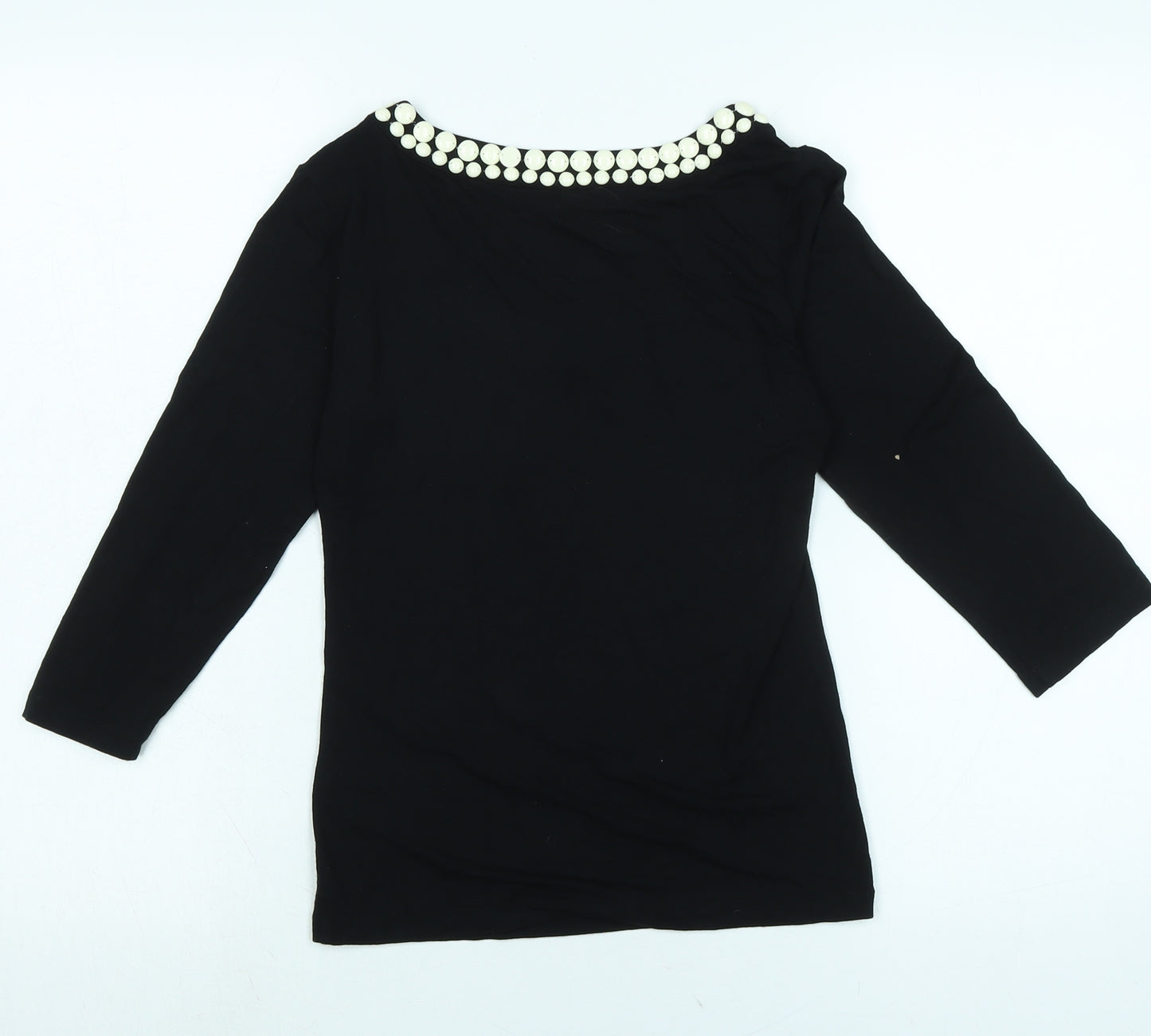 LK Bennet Womens Black Viscose Jersey T-Shirt Size XS Scoop Neck