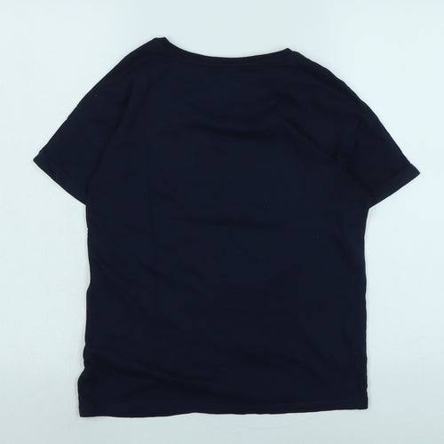Marks and Spencer Womens Blue Cotton Basic T-Shirt Size 12 Crew Neck