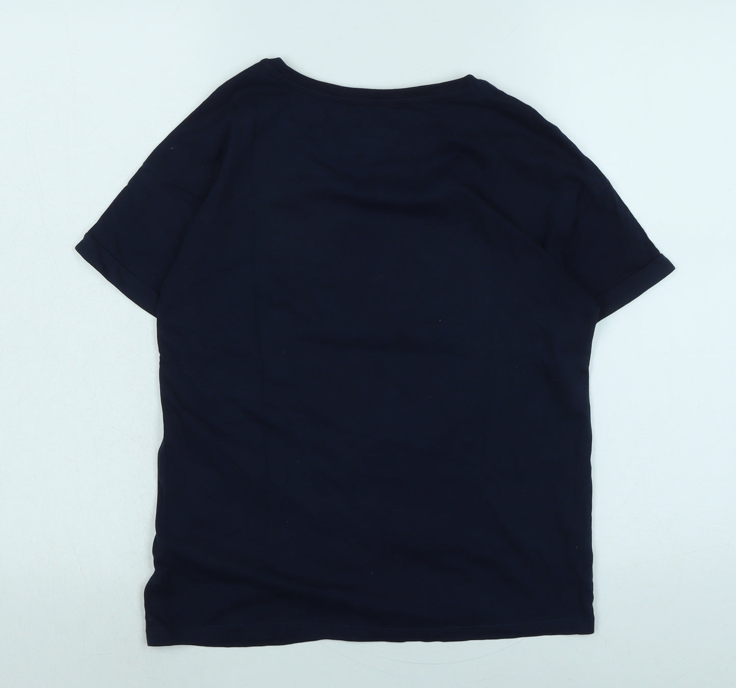 Marks and Spencer Womens Blue Cotton Basic T-Shirt Size 12 Crew Neck