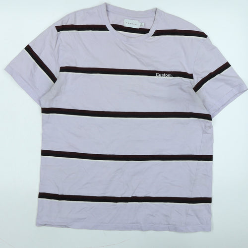Topman Mens Purple Cotton T-Shirt Size M Crew Neck