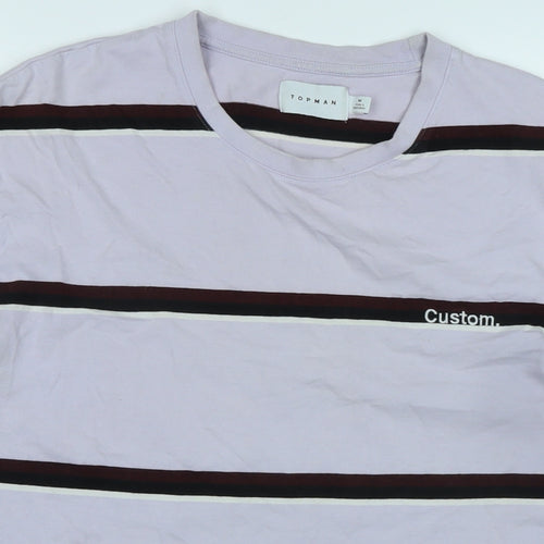 Topman Mens Purple Cotton T-Shirt Size M Crew Neck