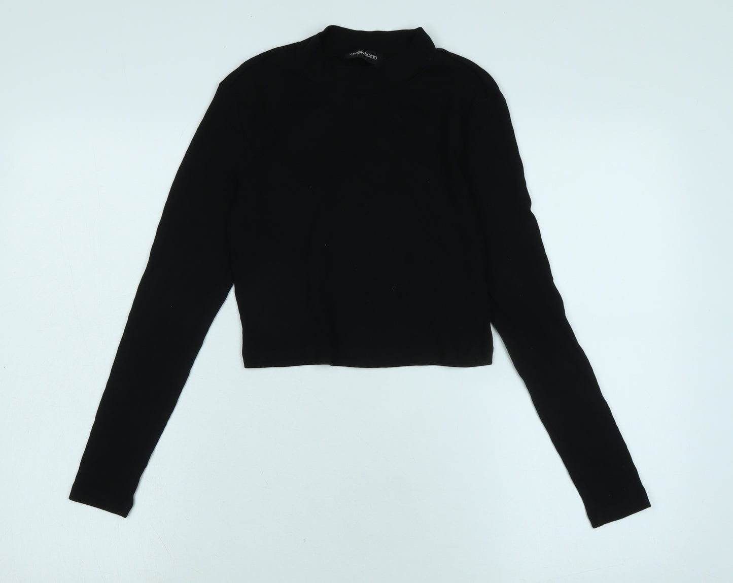 Even & Odd Womens Black Cotton Blend Basic T-Shirt Size M Crew Neck