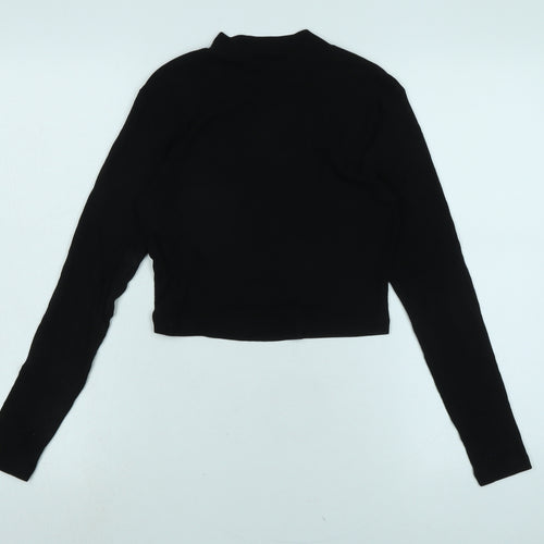 Even & Odd Womens Black Cotton Blend Basic T-Shirt Size M Crew Neck