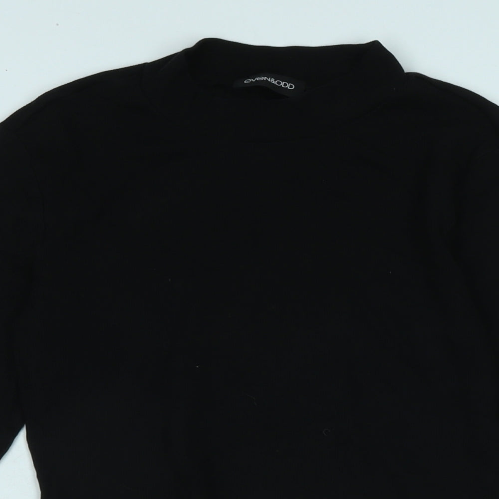 Even & Odd Womens Black Cotton Blend Basic T-Shirt Size M Crew Neck