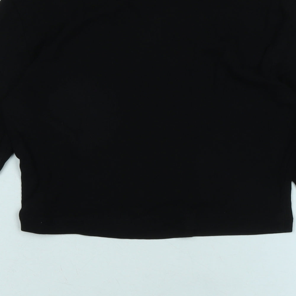 Even & Odd Womens Black Cotton Blend Basic T-Shirt Size M Crew Neck