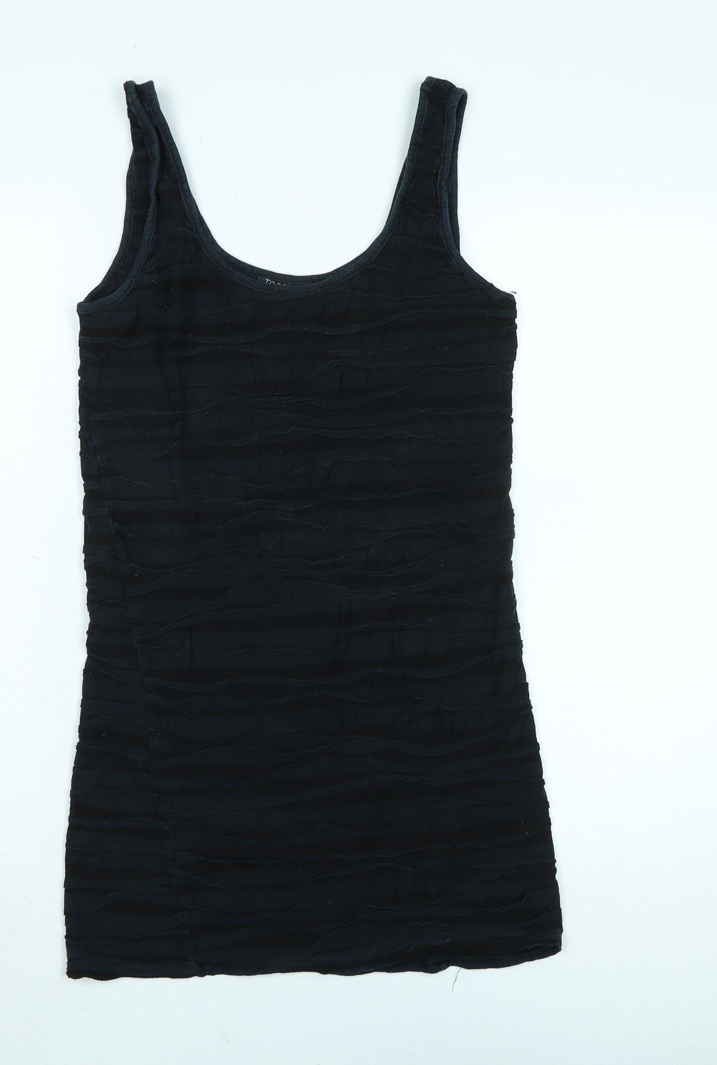 Topshop Womens Black Cotton Basic Tank Size 12 Scoop Neck
