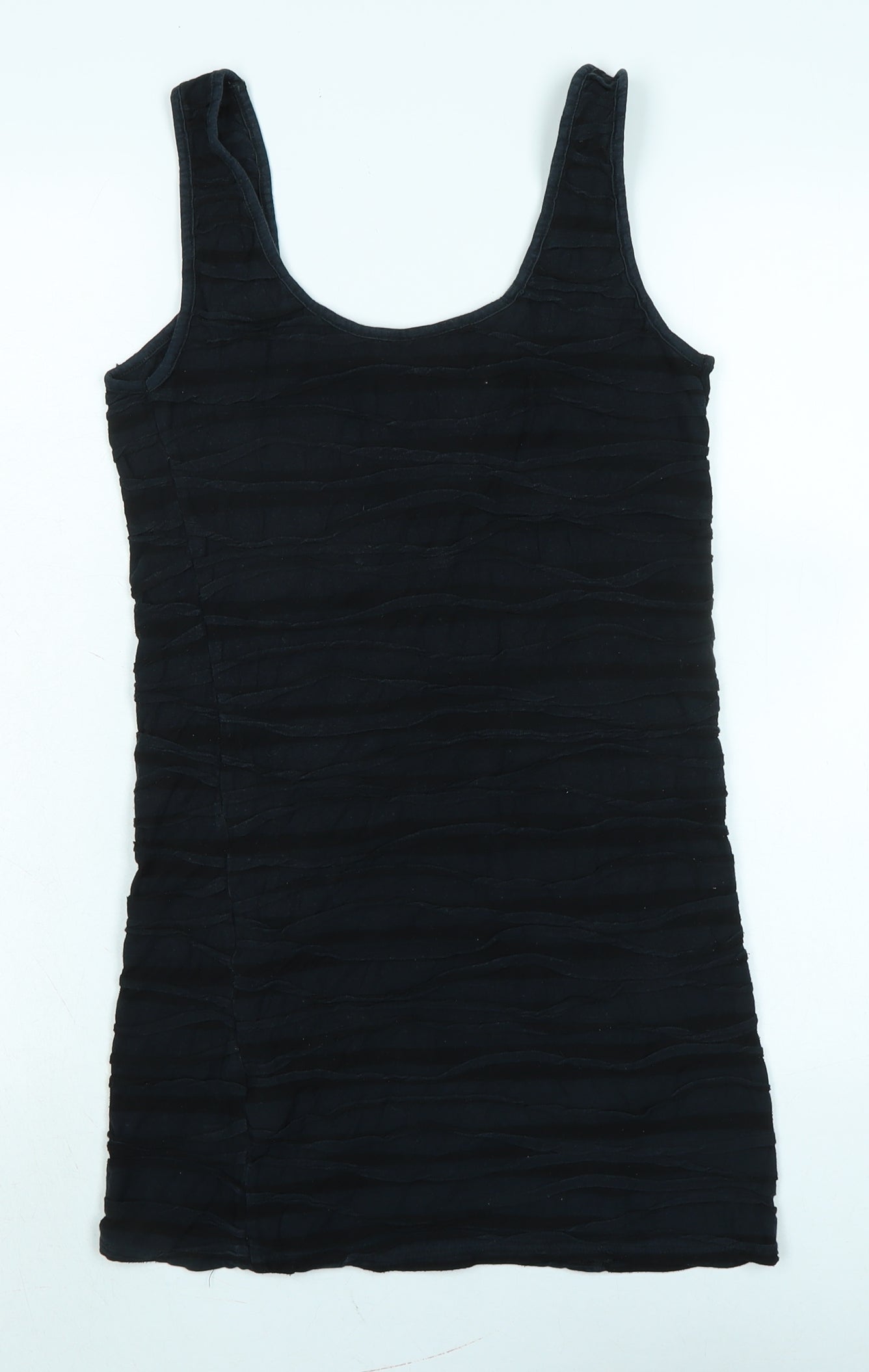 Topshop Womens Black Cotton Basic Tank Size 12 Scoop Neck