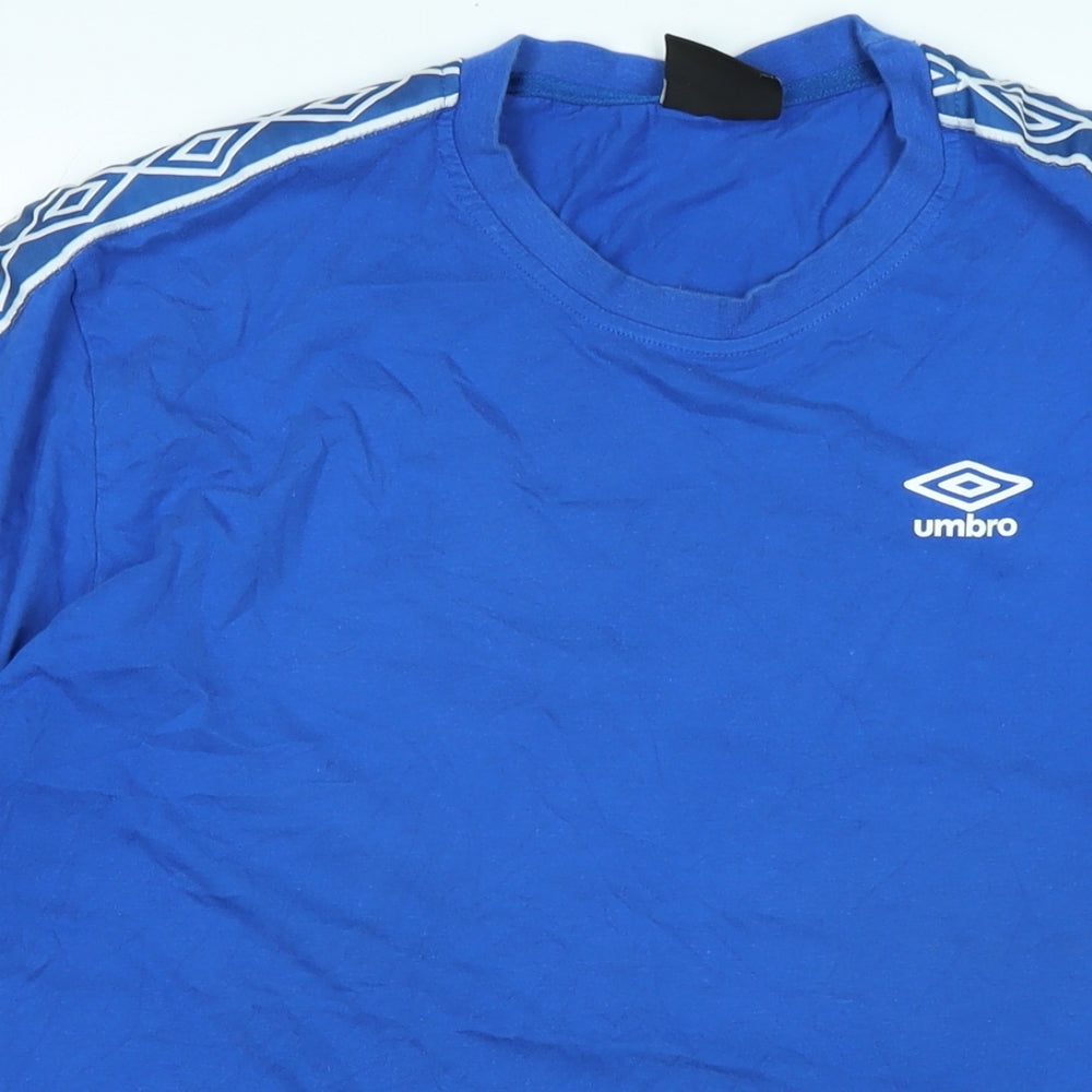 Umbro Mens Blue Cotton T-Shirt Size L Crew Neck