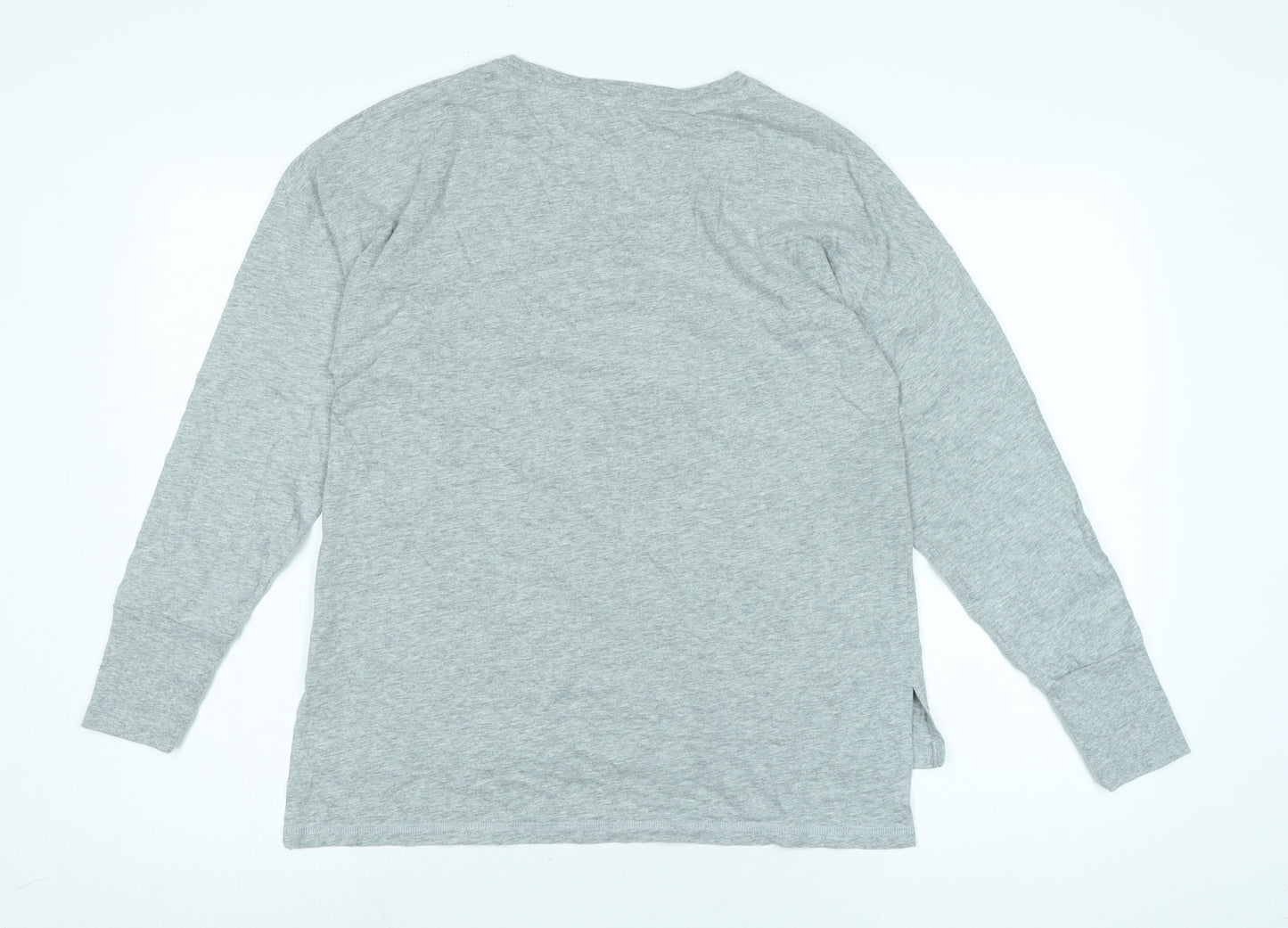 John Lewis Womens Grey Solid Cotton Blend Top Pyjama Top Size 12