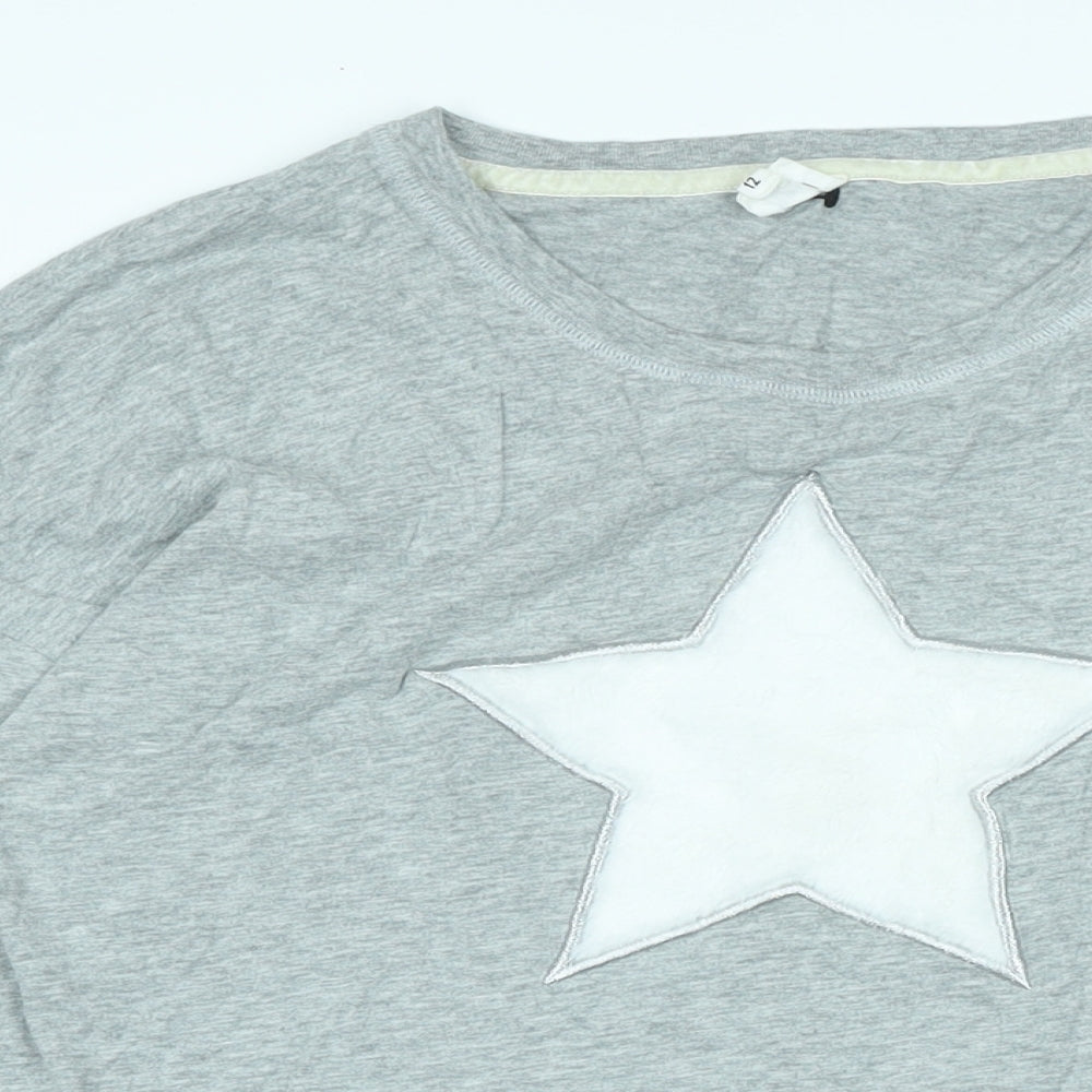 John Lewis Womens Grey Solid Cotton Blend Top Pyjama Top Size 12