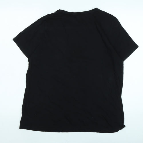 New Look Womens Black Cotton Basic T-Shirt Size 16 Crew Neck