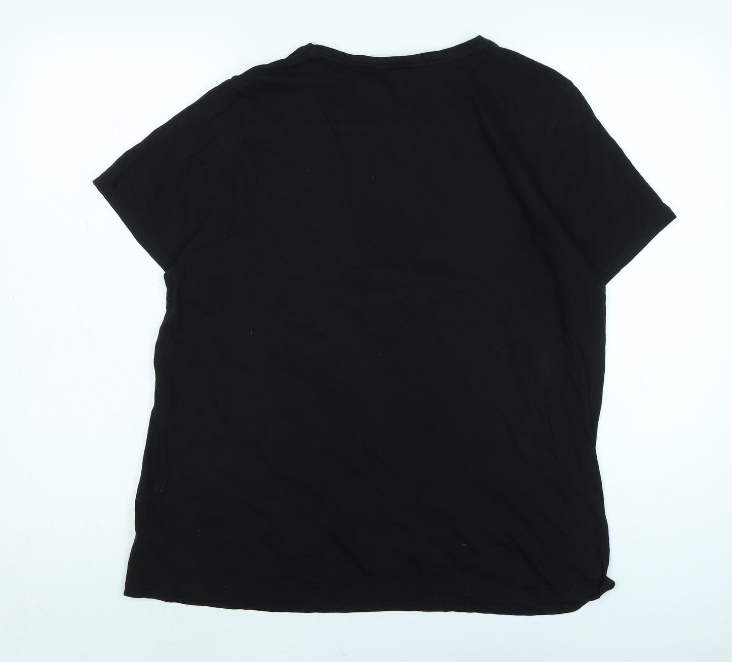New Look Womens Black Cotton Basic T-Shirt Size 16 Crew Neck